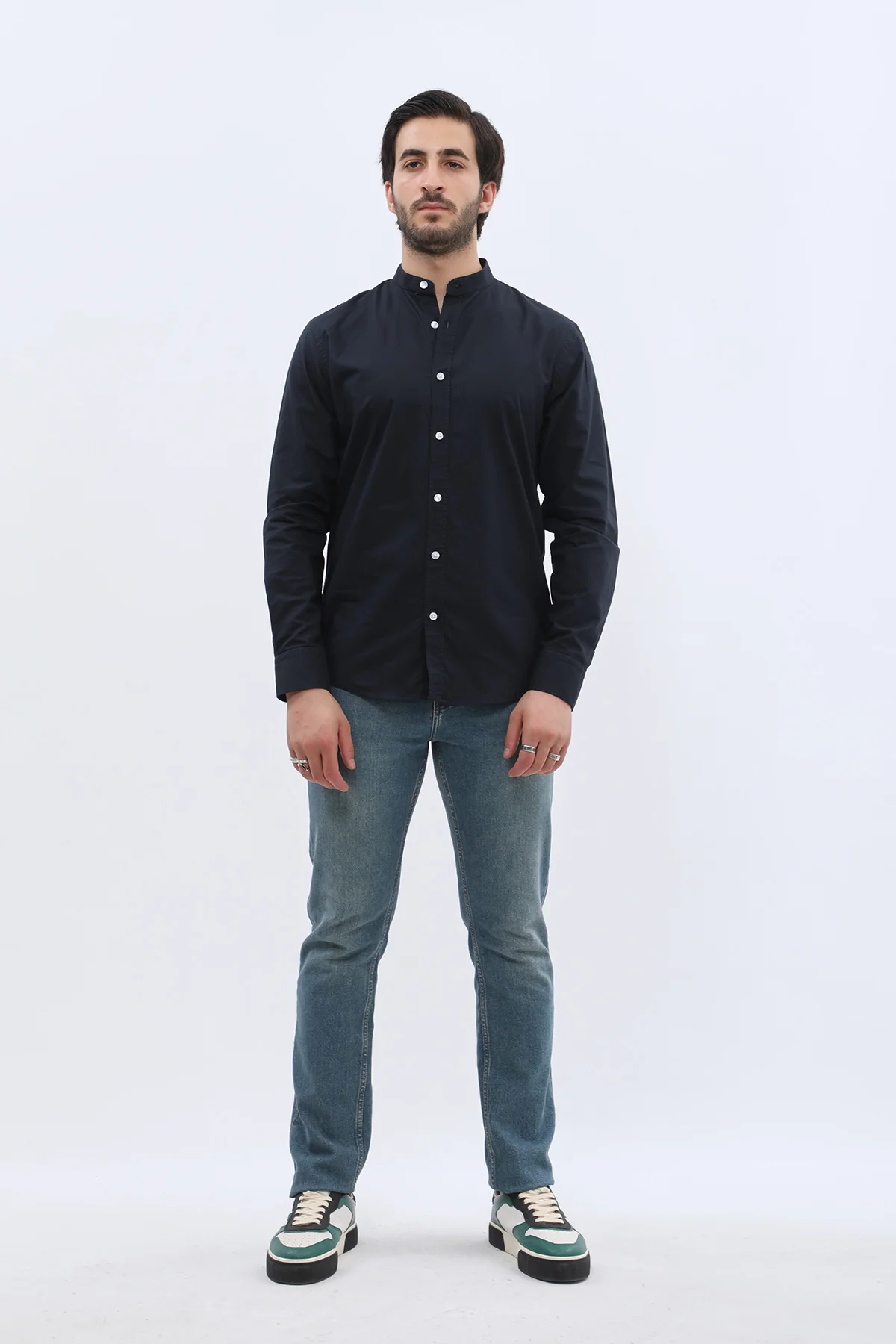 قميص أكسفورد بقبة ماندارين من SHIRTSPRO - لون كحلي

 - Image 4