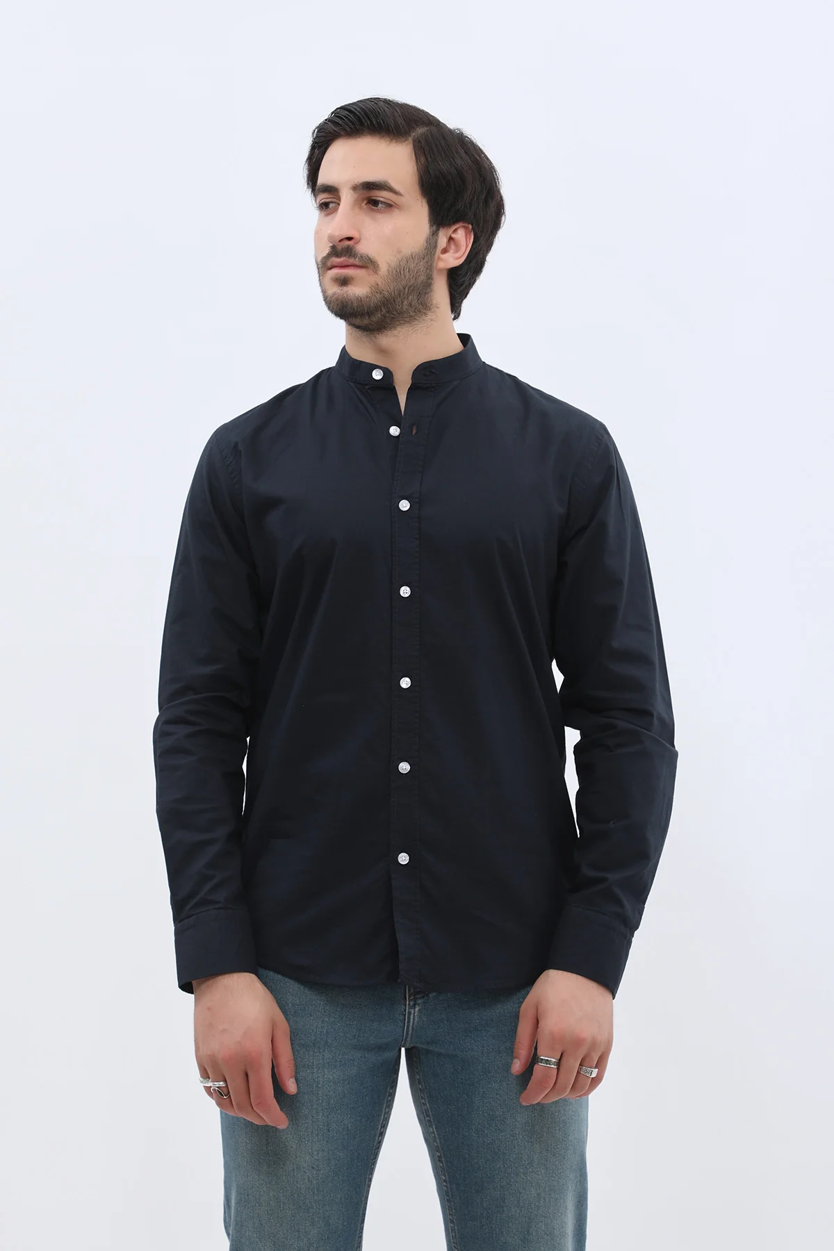 قميص أكسفورد بقبة ماندارين من SHIRTSPRO - لون كحلي

 - Image 5