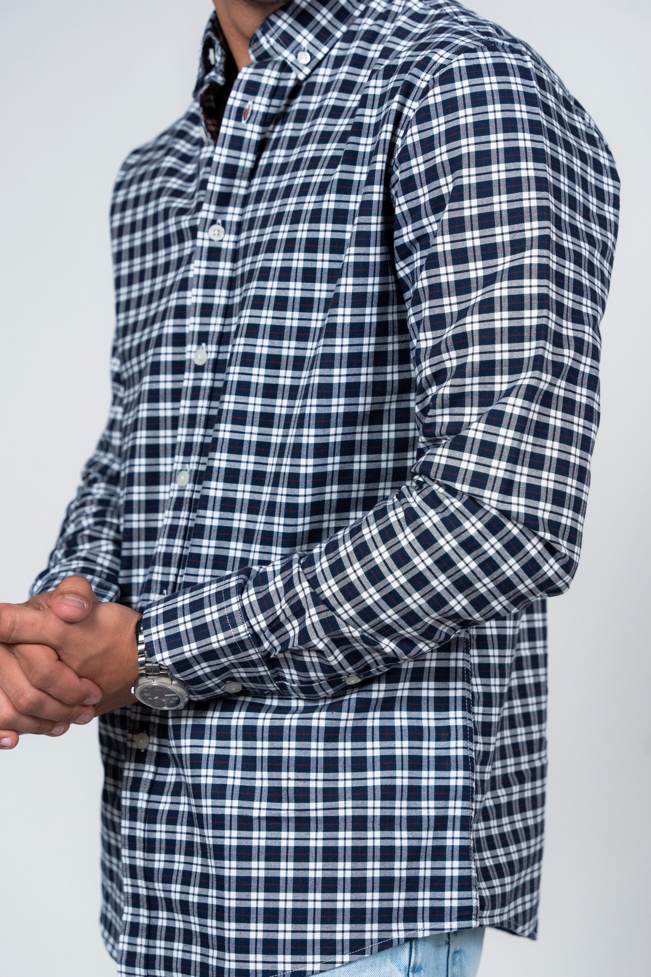 قميص كاروهات بقبة بأزرار من SHIRTSPRO - لون نيلي غامق - Image 3
