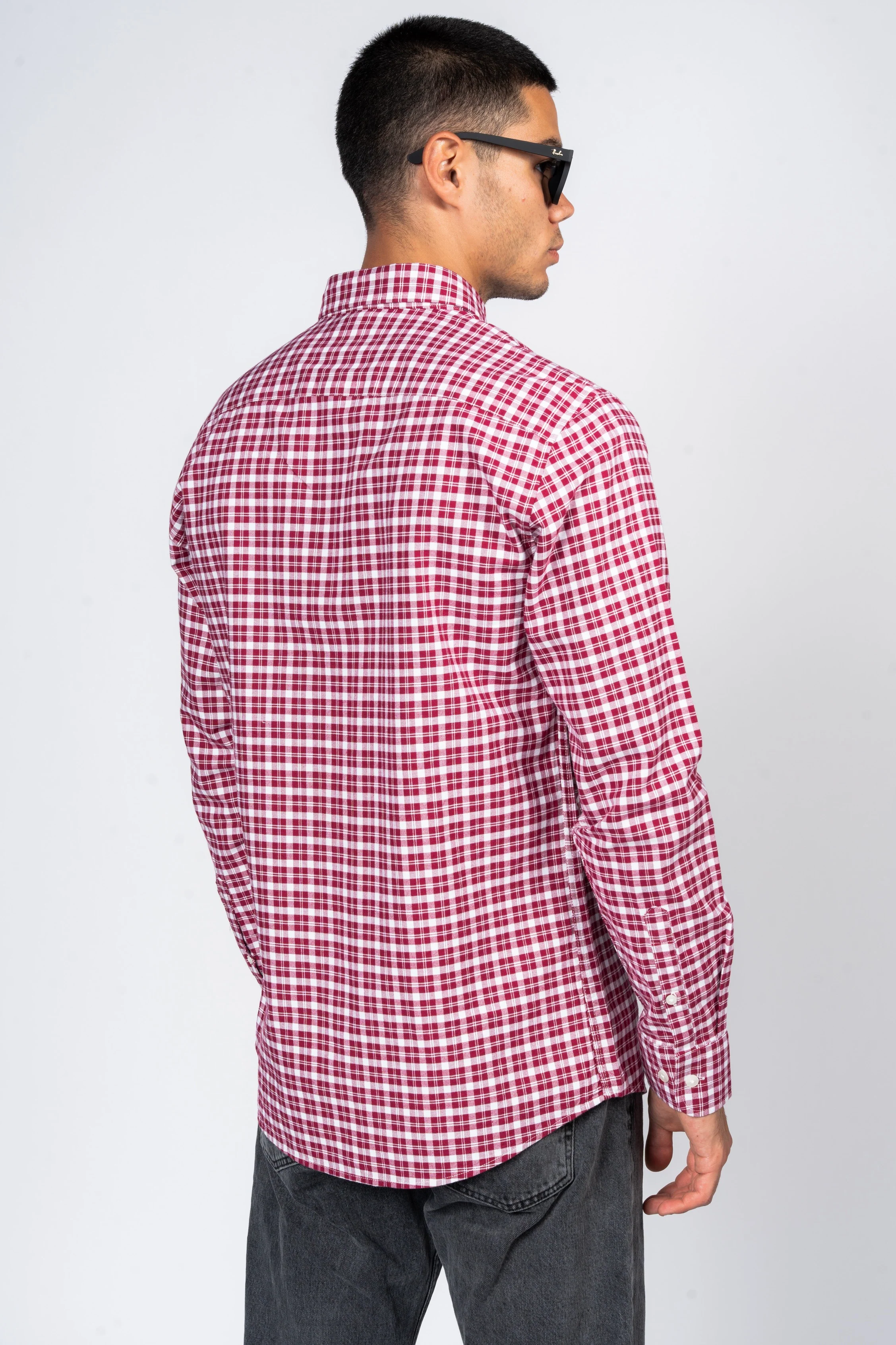 قميص كاروهات بقبة بازرار من SHIRTSPRO - لون أحمر - Image 3